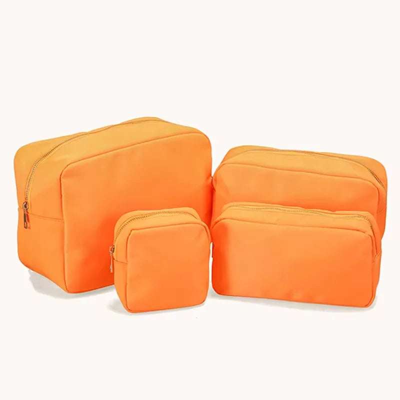 Candy Color DIY Personalized Embroidery Monogram Women Waterproof Toiletry Bag Travel Makeup Bag Nylon Cosmetic Pouch