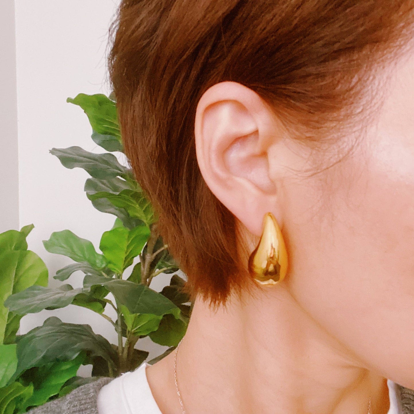 Ellison+Young - Statement Hollow Teardrop Stud Earrings: Gold