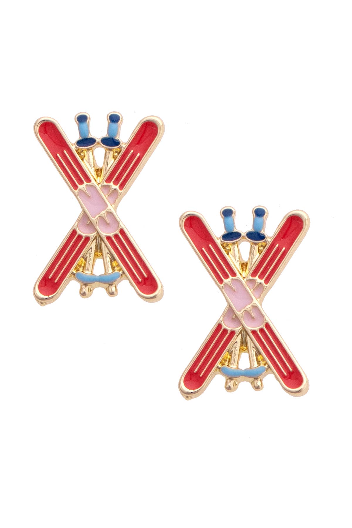 Canvas Style - Snow Ski Stud Earrings in Red