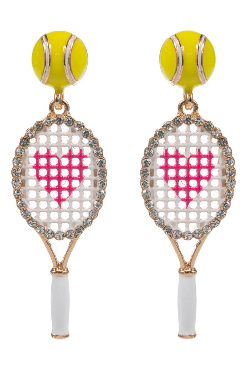 Designature New York - Gameday Tennis Racquet W Ball Enamel Post Earrings: PK / ONE