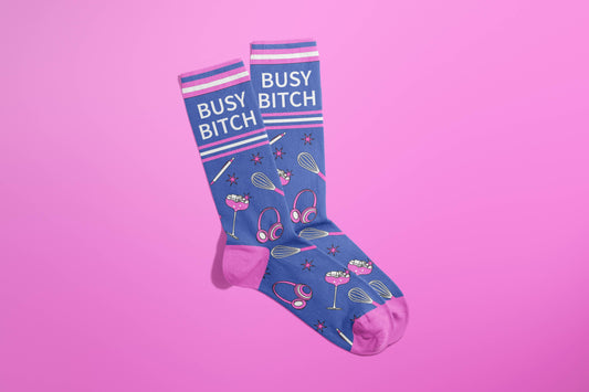 FUN CLUB - Busy Bitch Socks (gifts for mom, funny gifts)