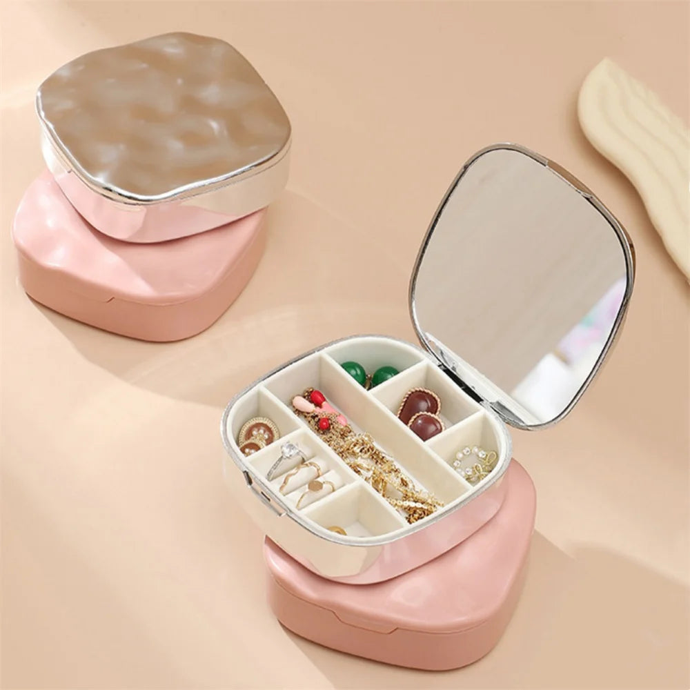 Portable Ring Box Velvet Lined Square Compact Travel Jewelry Case Giftable Necklace Storage for Home Organization