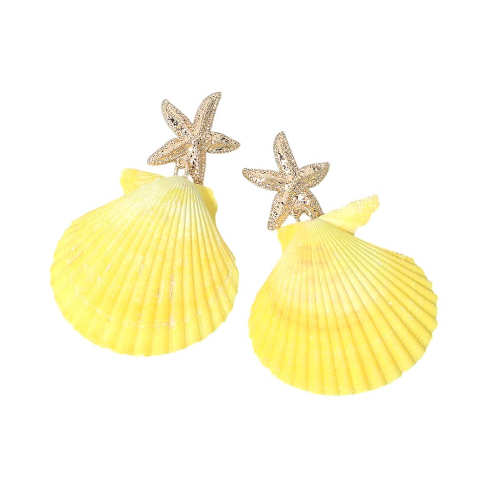 Sensibling Corp. - Oversized Starfish Pointed Shell Dangle Earrings
: Coral