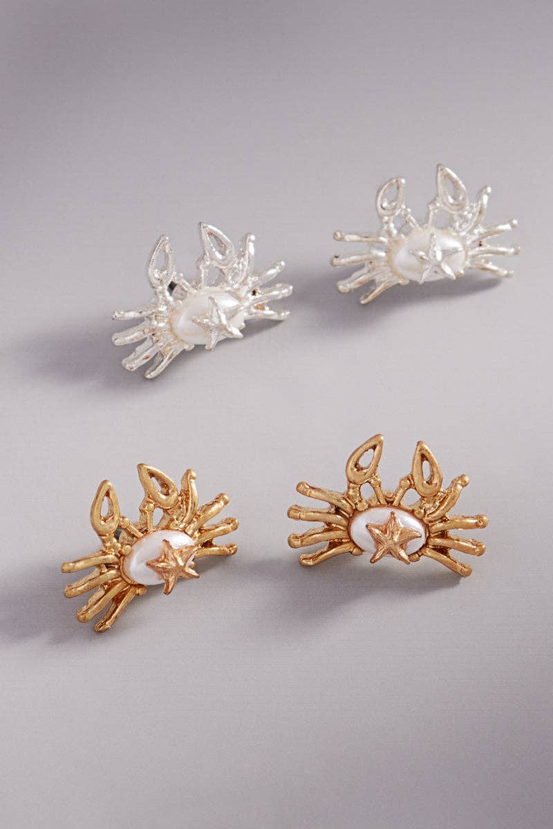 Designature New York - Summer Crab Pearl Hypoallergenic Post Earrings: VG / ONE