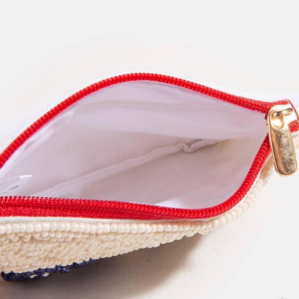Collections by Fame Accessories - Love 4th of July Seed Beaded Coin Purse: MULTI