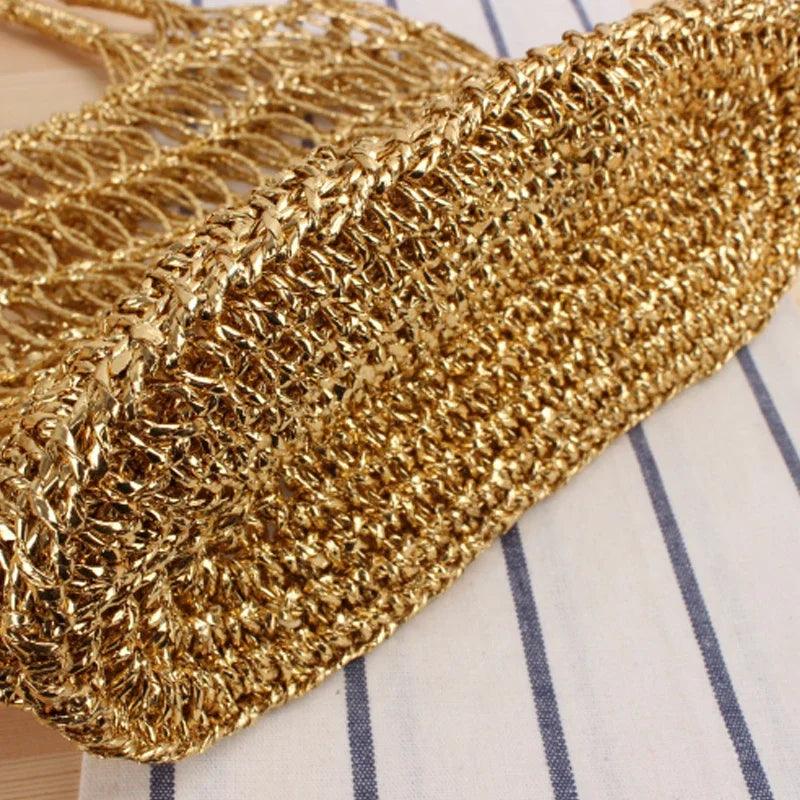 YoReAi Women's Fashion Large Capacity Straw Woven Bag Handbag Soft Beach Woven Bags Convenient Shopping Packet Storage Pouch