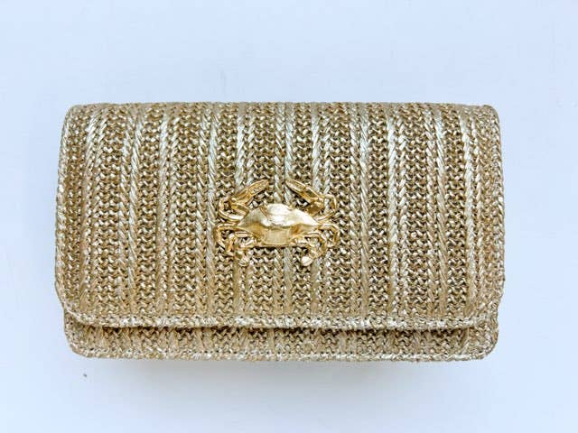 Lisi Lerch - Ruby - Gold Fabric Clutch - Charms: Scallop