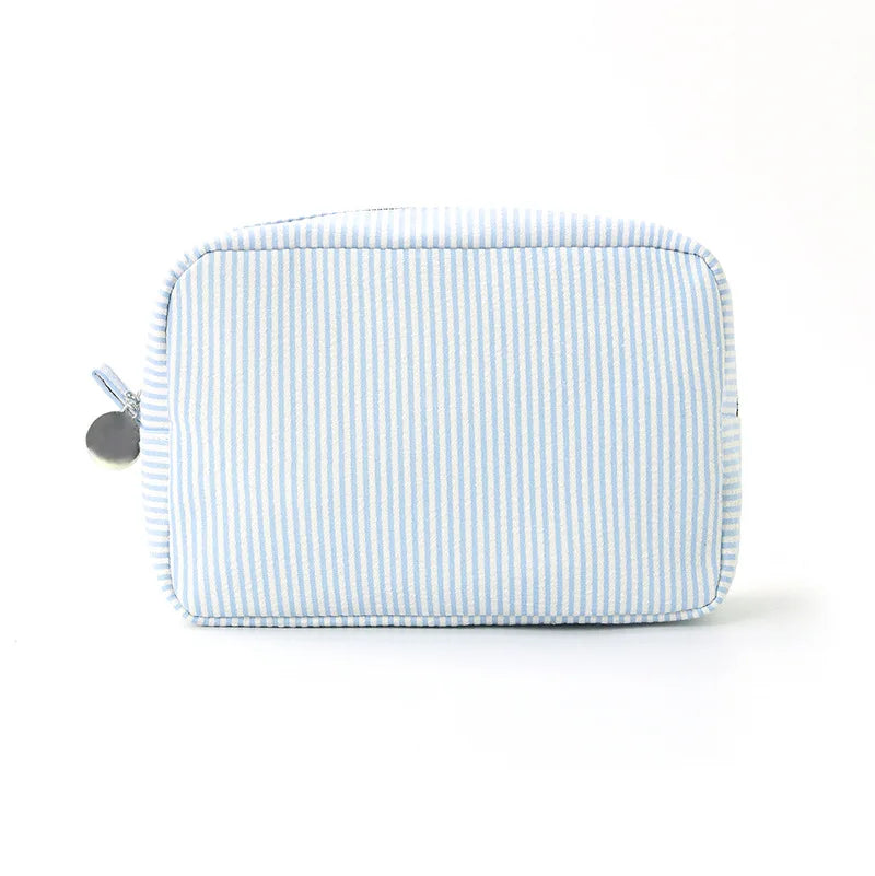 New Seersucker Cosmetic Bag, Personalized Monogrammed Toiletry Bag, Embroidered Make Up Bag,Bridesmaid Makeup Bag, Wedding Gifts