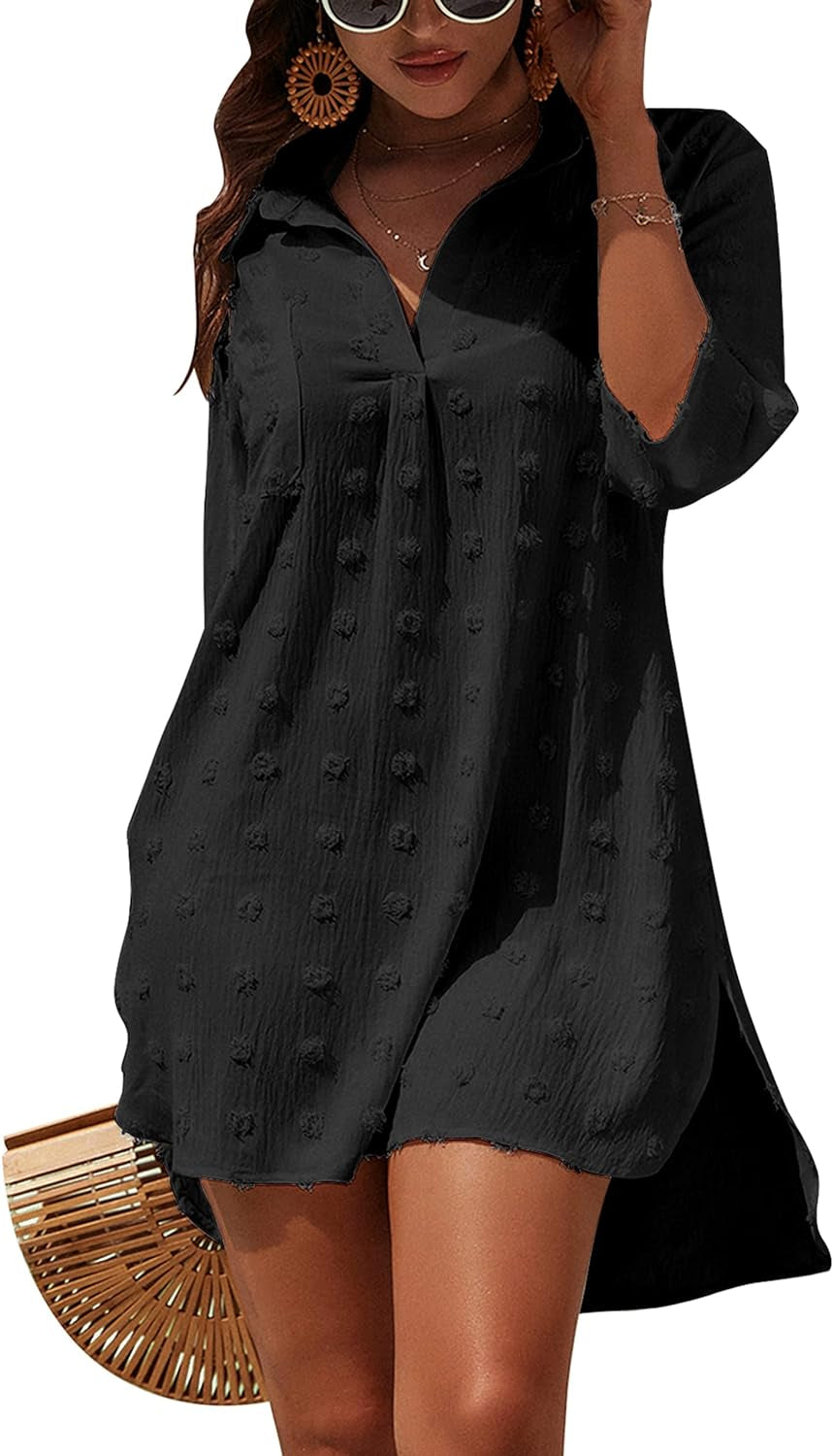 Womens Swimsuit Coverups White Chiffon Bikini Swimwear Beach Cover up Dress Shirt