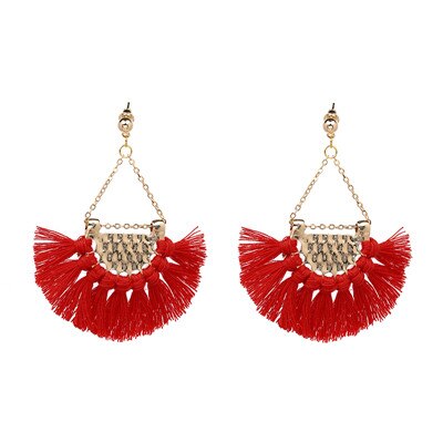 Glamour Rhinestone Hot Pink Tassel Women's Earrings