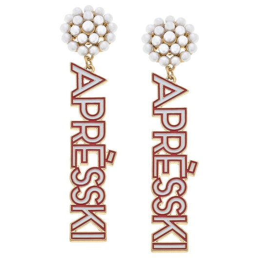 Canvas Style - Aspen Apres Ski Pearl Cluster Enamel Earrings