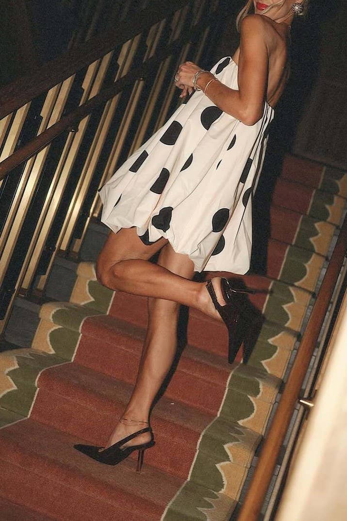 Rosa Clothing - Polka Dots Bandeau strapless tube Bubbles mini dress: White / M