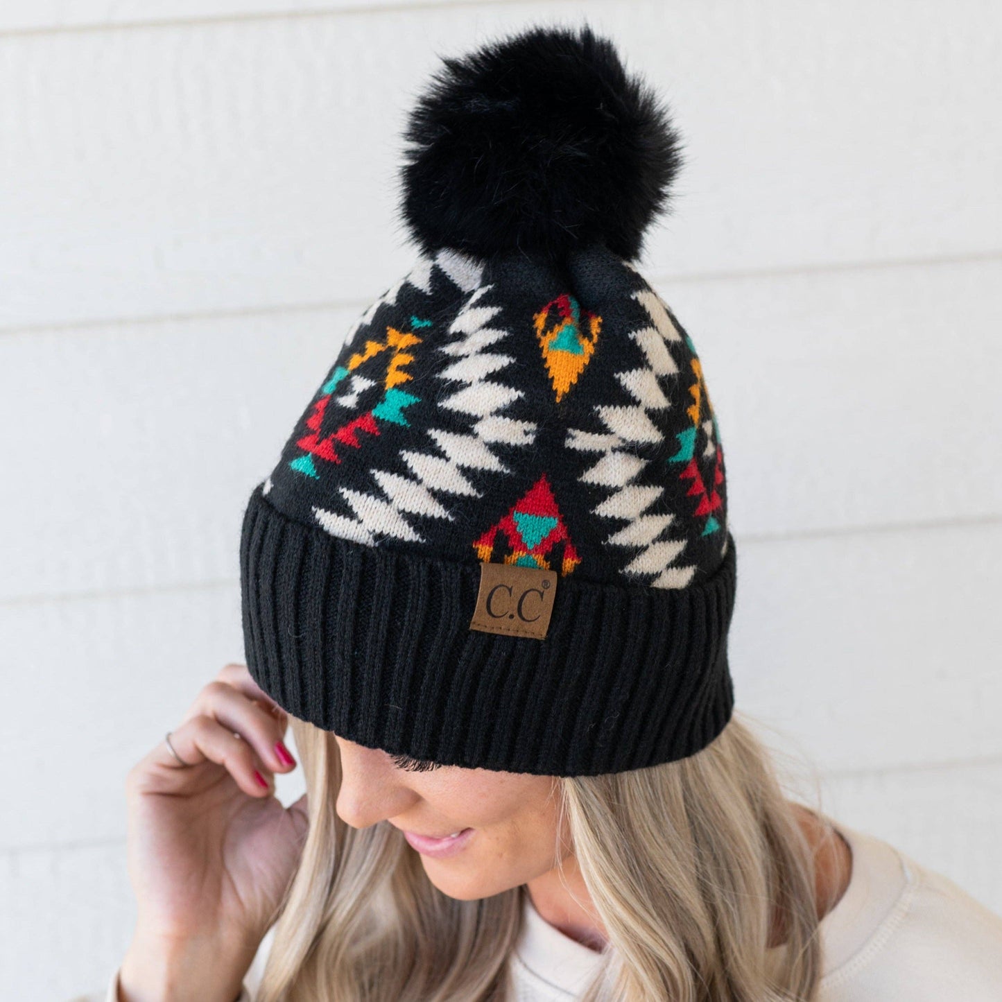 Truly Contagious - CC Southwest Print Beanie ( HAT-3001 ): White