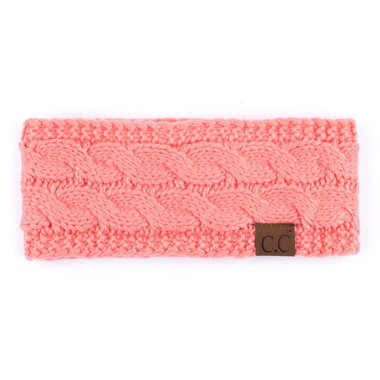 Truly Contagious - CC Cable Knit Lined Headwrap ( HW-20 ): Coral