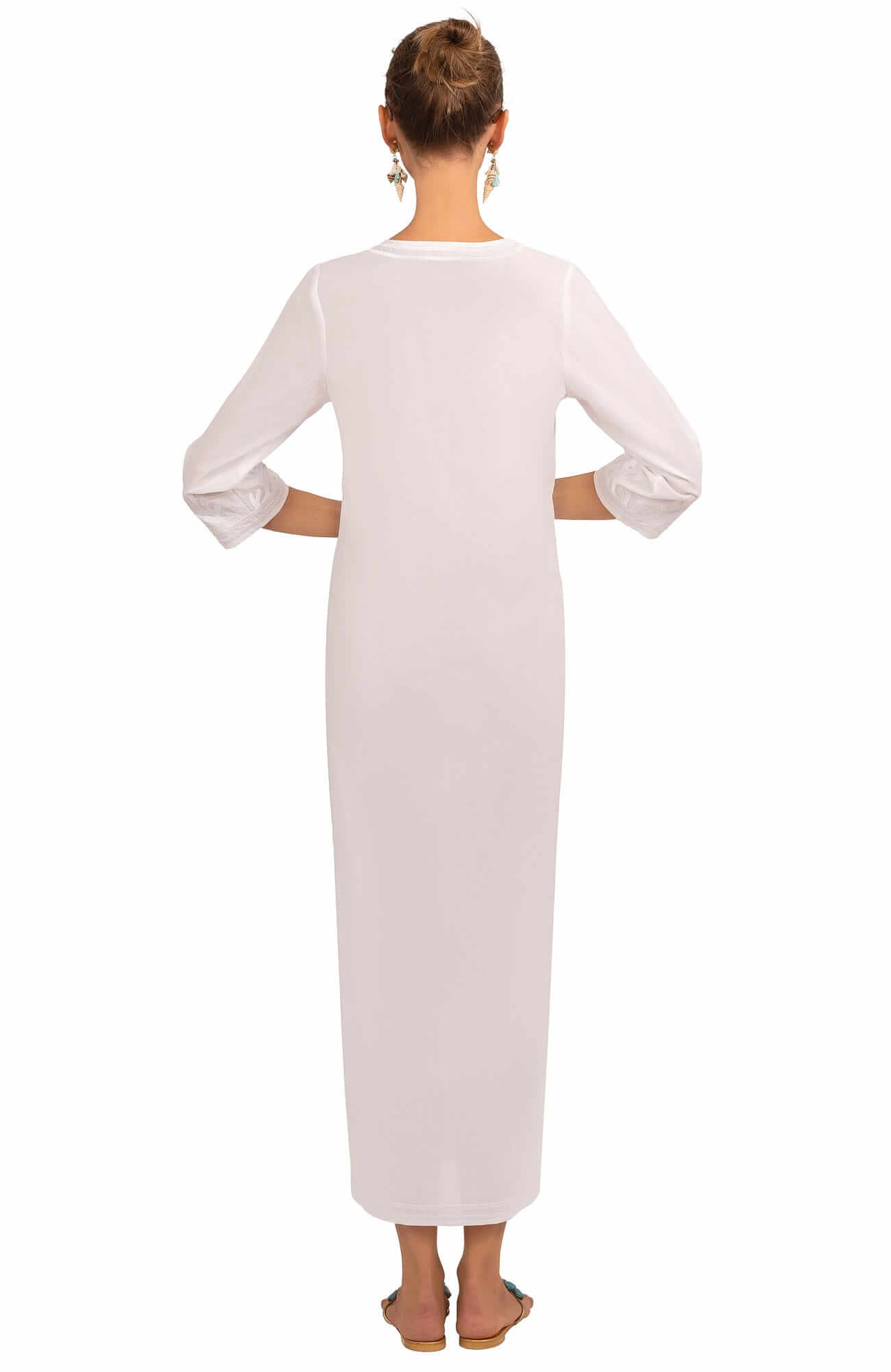 Gretchen Scott LLC - Wash / Wear Embroidered Caftan - The Reef: Coral/Turq / S