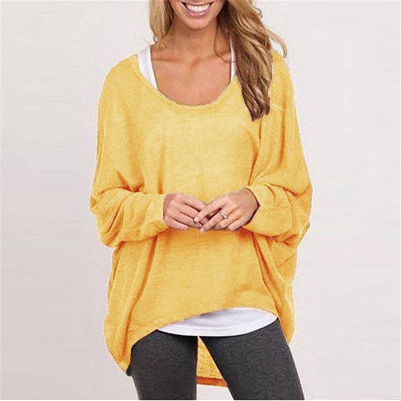 Suhkasana - Women's Oversized Crewneck Knit Pullover Sweater Top: Black / S