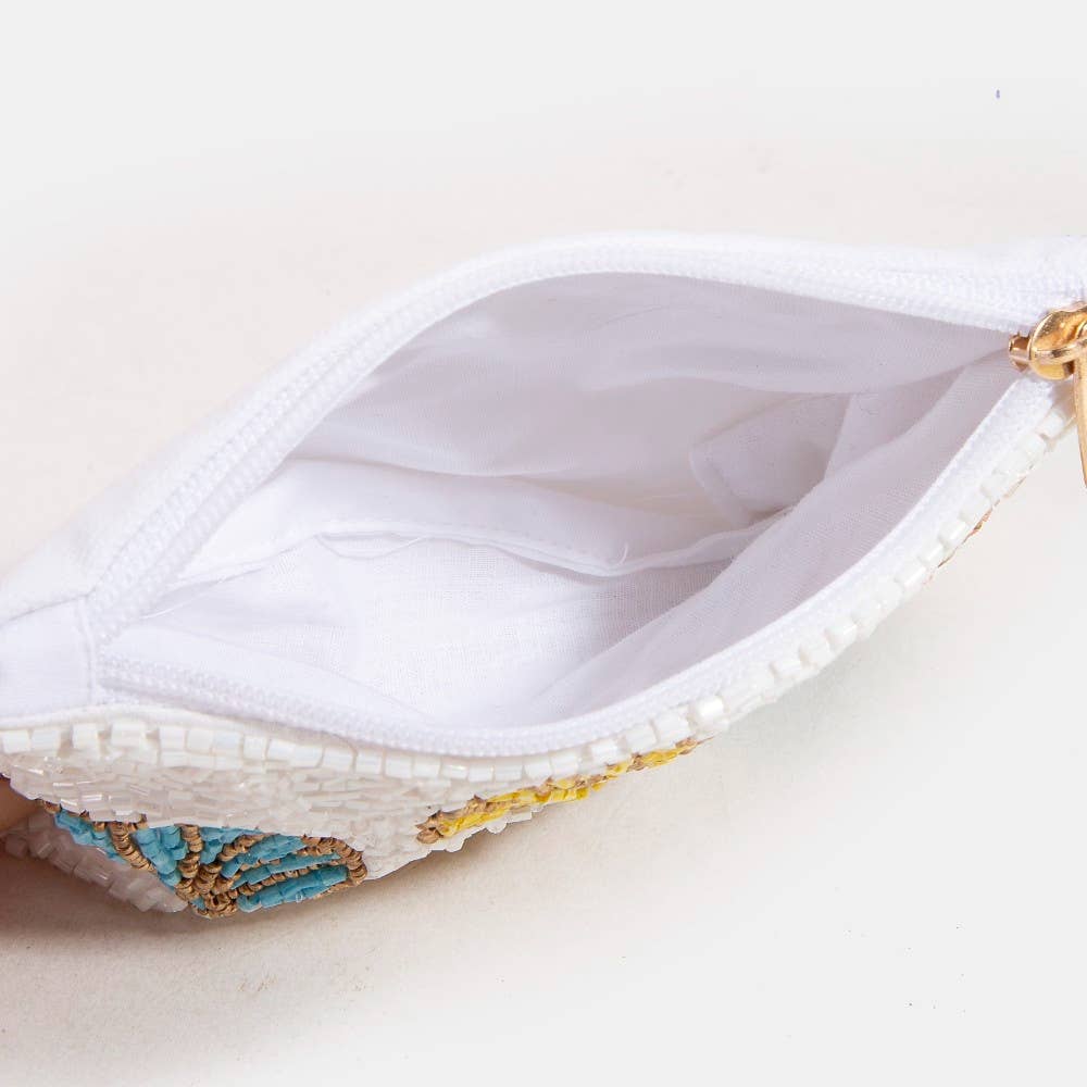 Collections by Fame Accessories - Colorful Seashells Mixed Beaded Coin Purse: MULTI