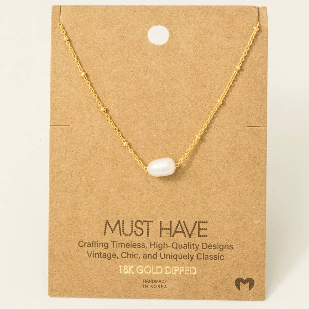 Fame Accessories - Gold Dipped Pearl Pendant Necklace: S