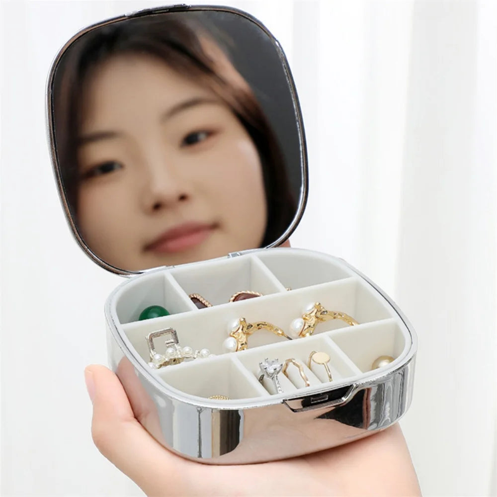 Portable Ring Box Velvet Lined Square Compact Travel Jewelry Case Giftable Necklace Storage for Home Organization