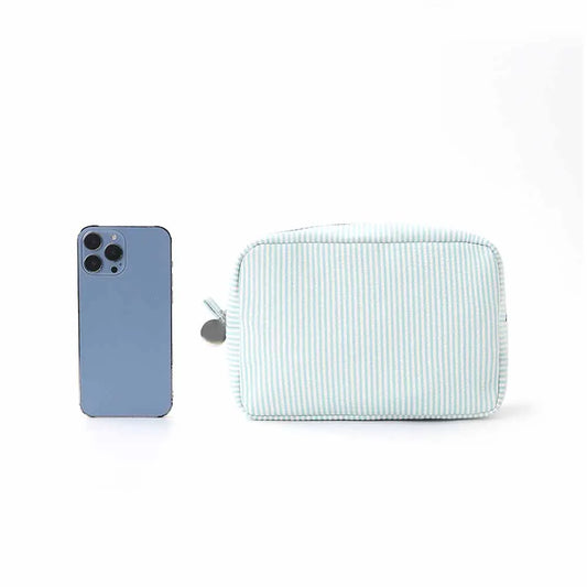 New Seersucker Cosmetic Bag, Personalized Monogrammed Toiletry Bag, Embroidered Make Up Bag,Bridesmaid Makeup Bag, Wedding Gifts