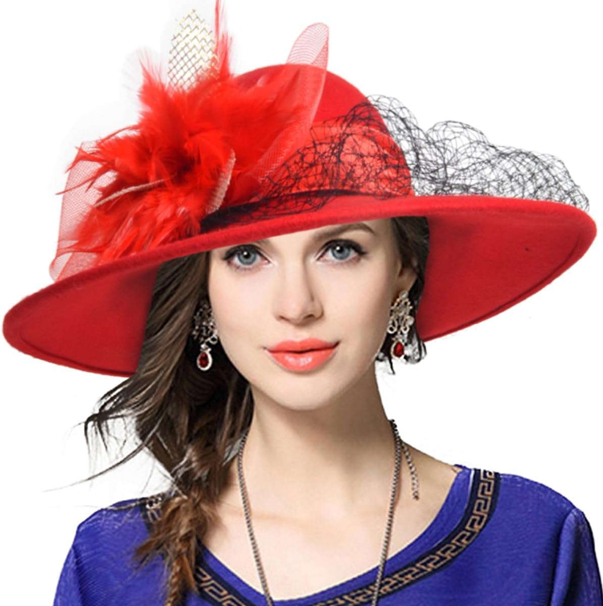 Women'S Fascinator Wool Felt Hat Cocktail Party Wedding Fedora Hats