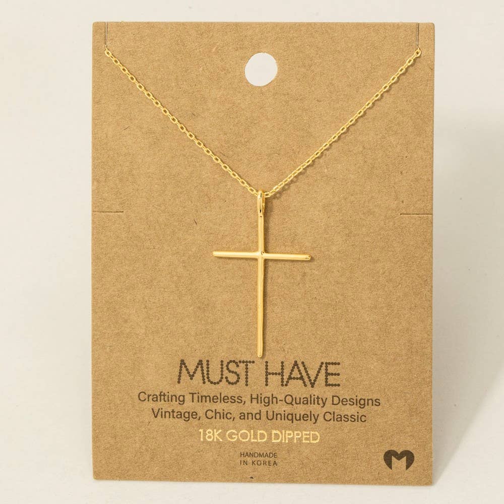 Fame Accessories - Metallic Cross Necklace: S