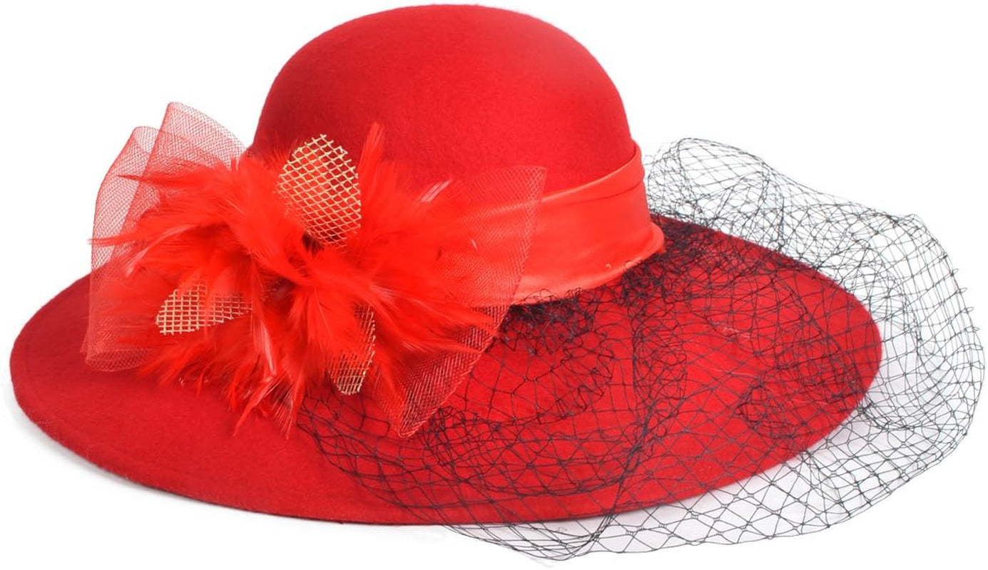 Women'S Fascinator Wool Felt Hat Cocktail Party Wedding Fedora Hats
