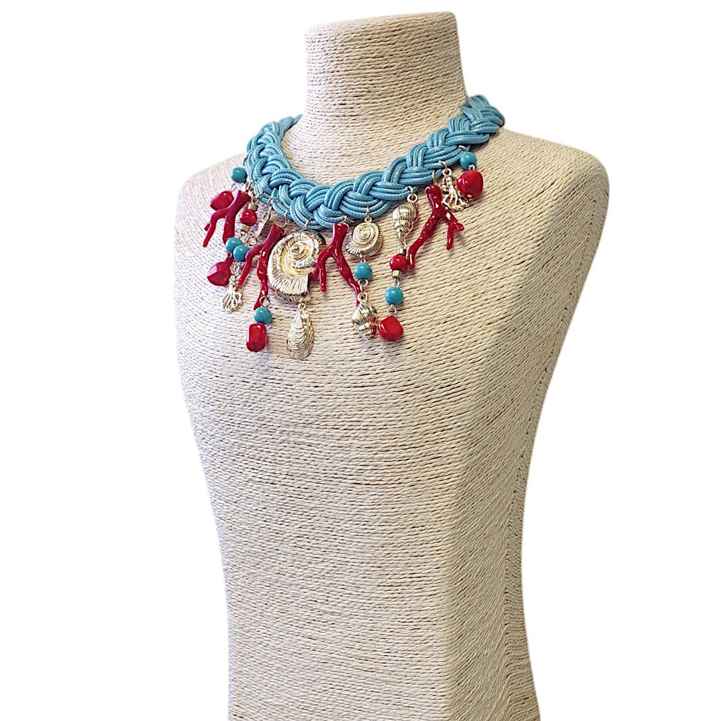 Bijoux Envie Statement Jewelry - Charm Necklace | Turquoise Blue | Boho | Beach | Coral