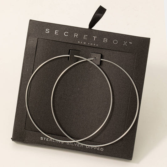 Fame Accessories - Secret Box Oversized Skinny Hoop Earrings: WG