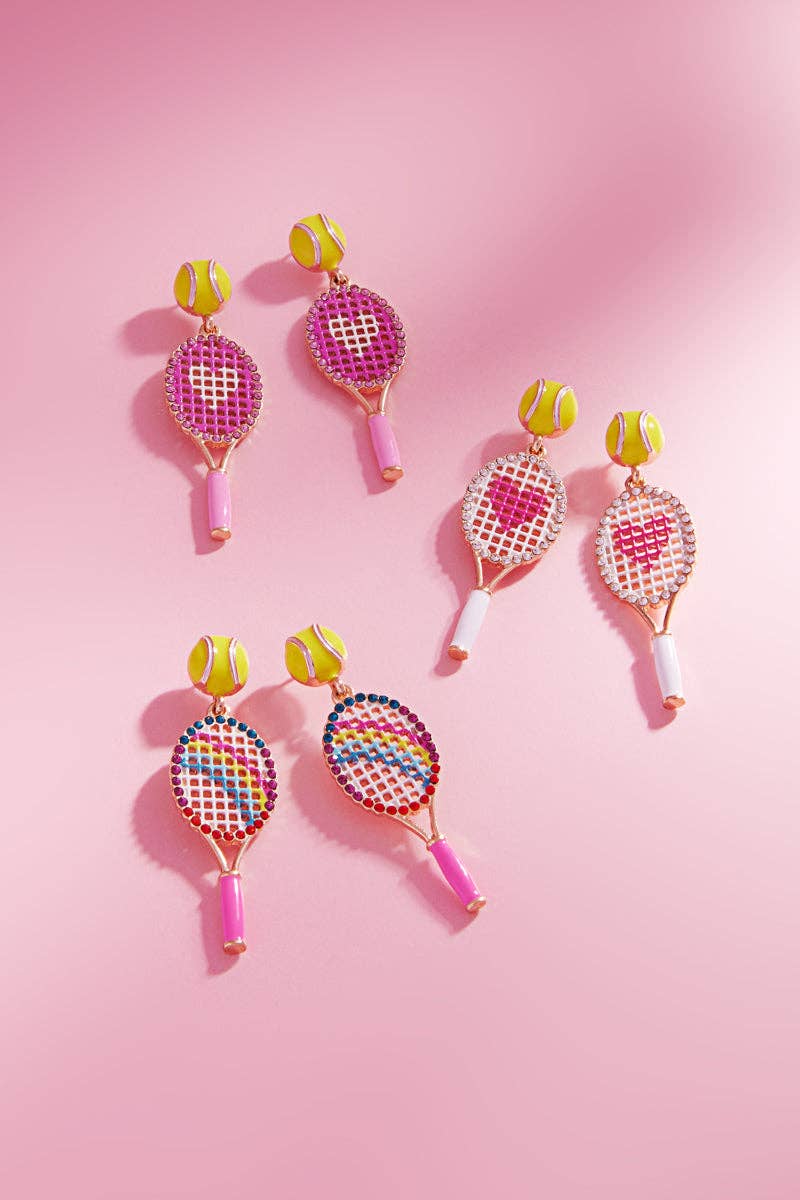 Designature New York - Gameday Tennis Racquet W Ball Enamel Post Earrings: PK / ONE