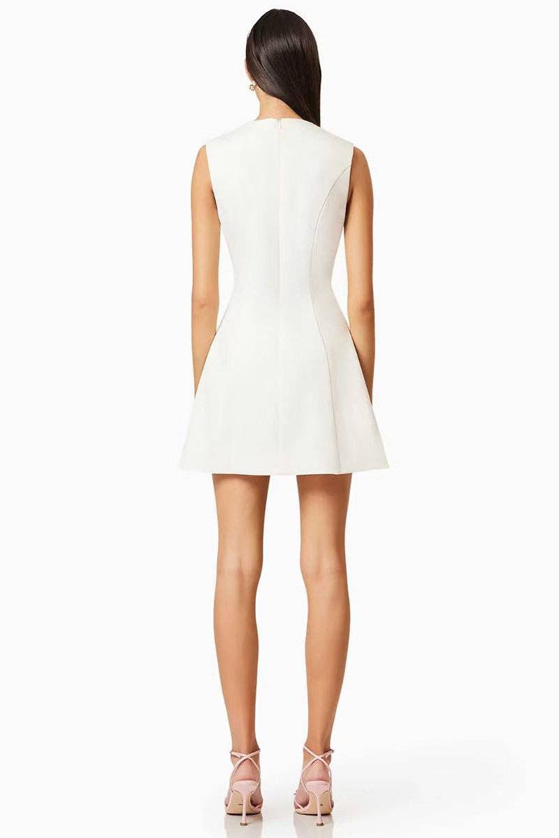 Mccolin - Floral Appliqué Vacation Dress: YELLOW / M