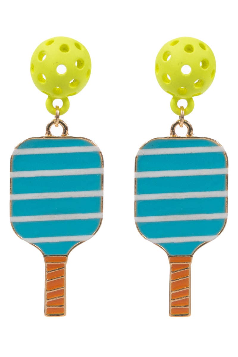 Designature New York - Sports Pickleball Enamel Pattern Post Earrings: PK / ONE