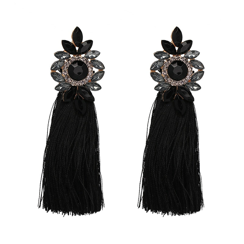 Glamour Rhinestone Hot Pink Tassel Women's Earrings