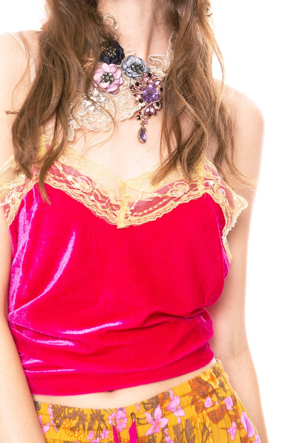 Aratta - Velvet Dreams Cami (Beaded Trim): M