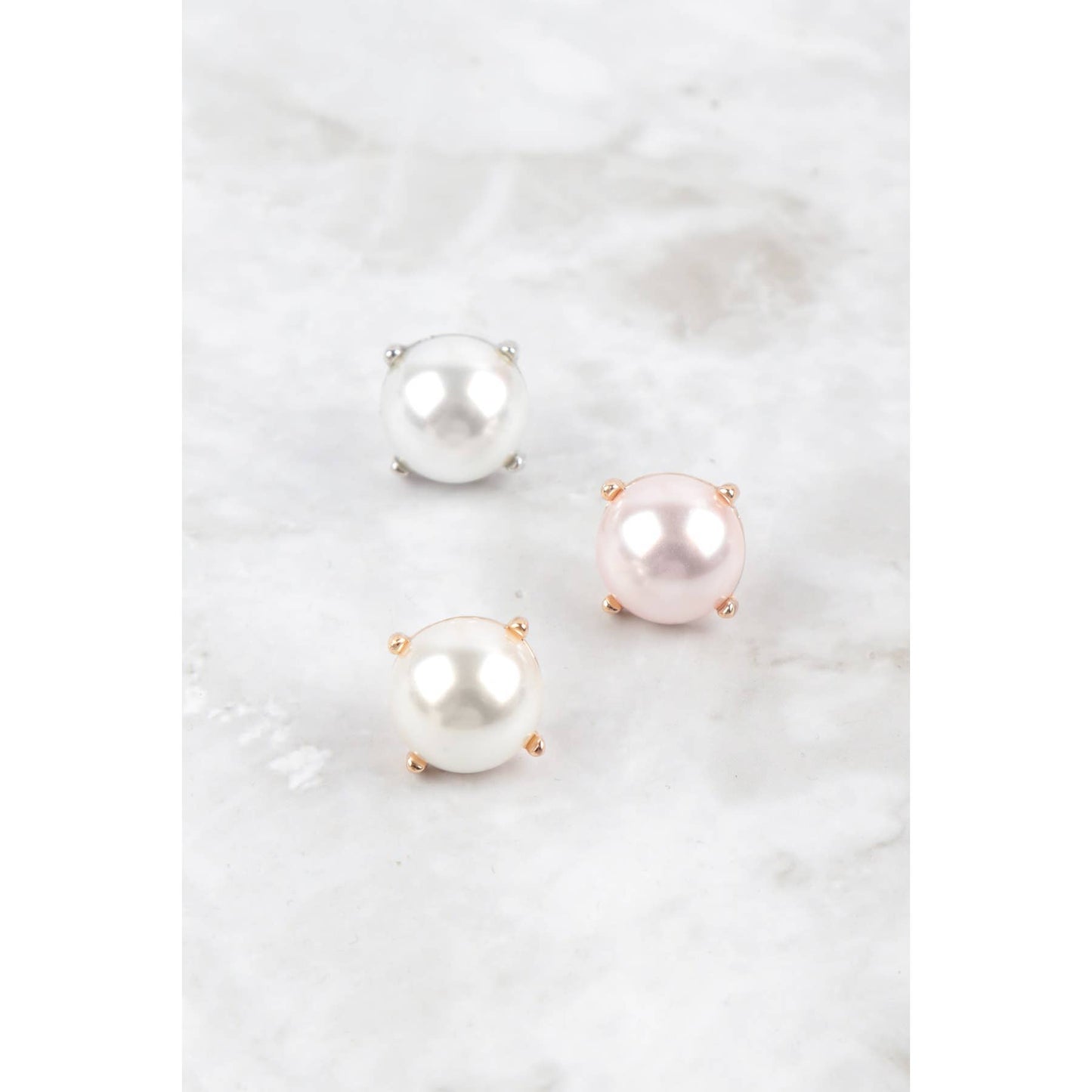 MYS Wholesale Inc - Pearl Stud Earrings: Pink