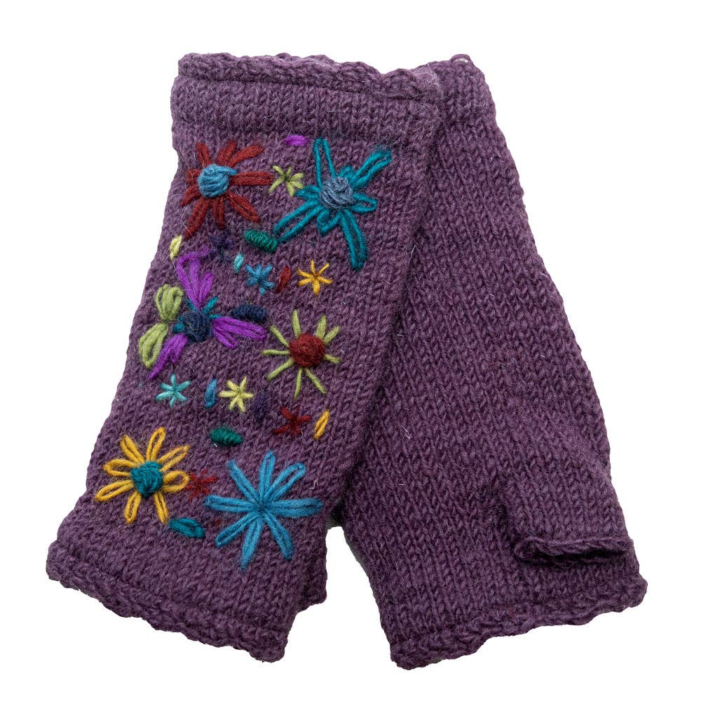 Benjamin International - Fingerless Flower Armwarmer: PURPLE
