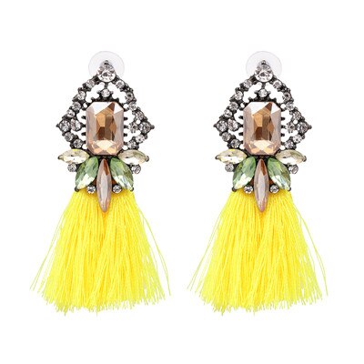 Glamour Rhinestone Hot Pink Tassel Women's Earrings