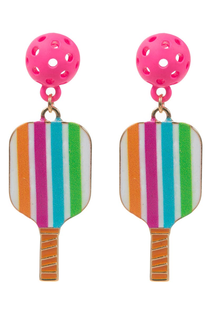Designature New York - Sports Pickleball Enamel Pattern Post Earrings: PK / ONE