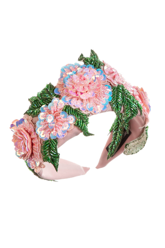 Ole - Floral Sequin Seed Bead Fabric Headband L4548