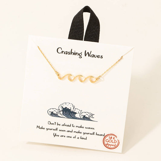 Fame Accessories - Crashing Waves Pendant Necklace: G
