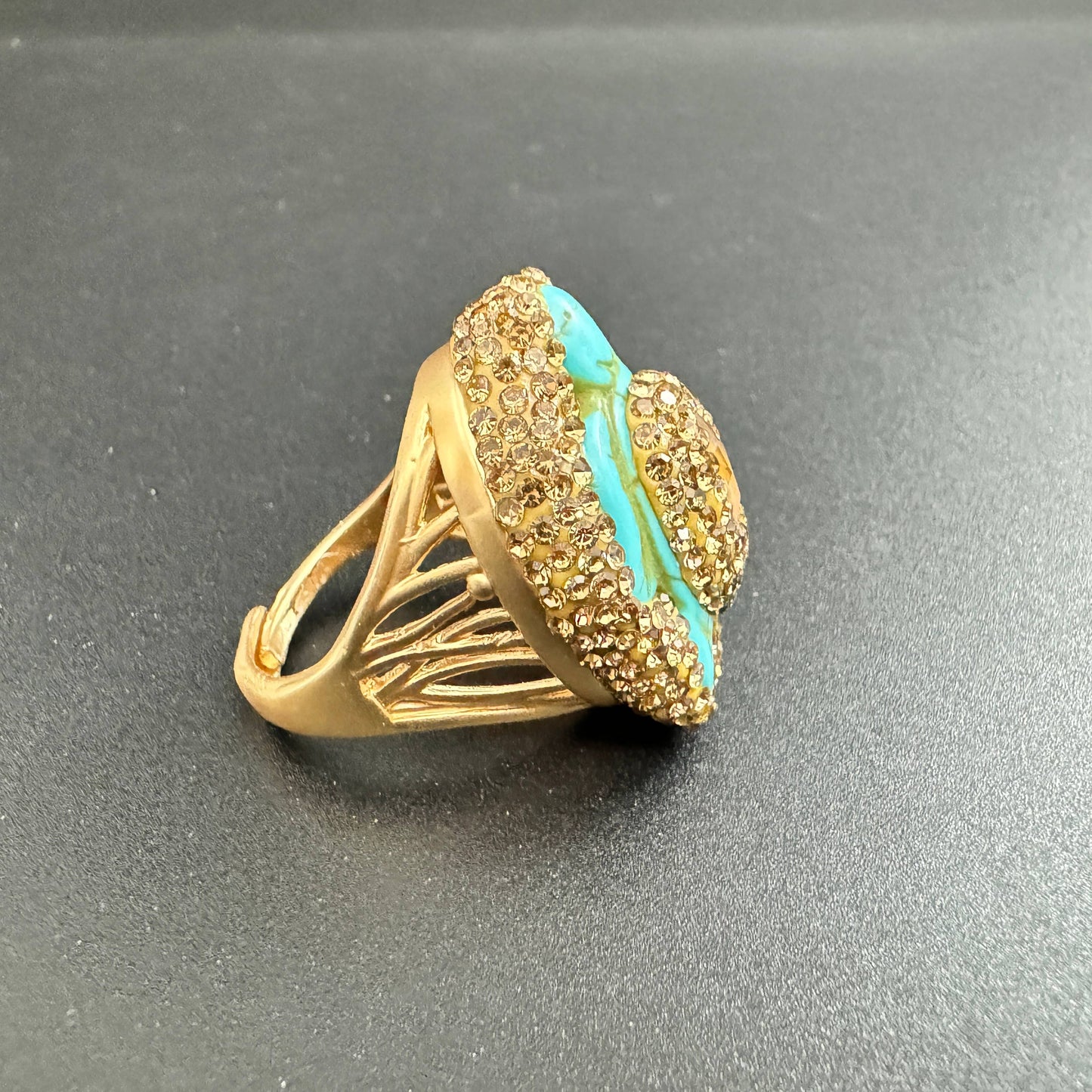 Ole - Turtle Turquoise Rhinestone Alloy Ring