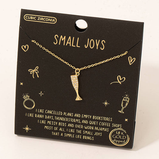 Fame Accessories - Gold Dipped Pave Wine Glass Pendant Necklace: G