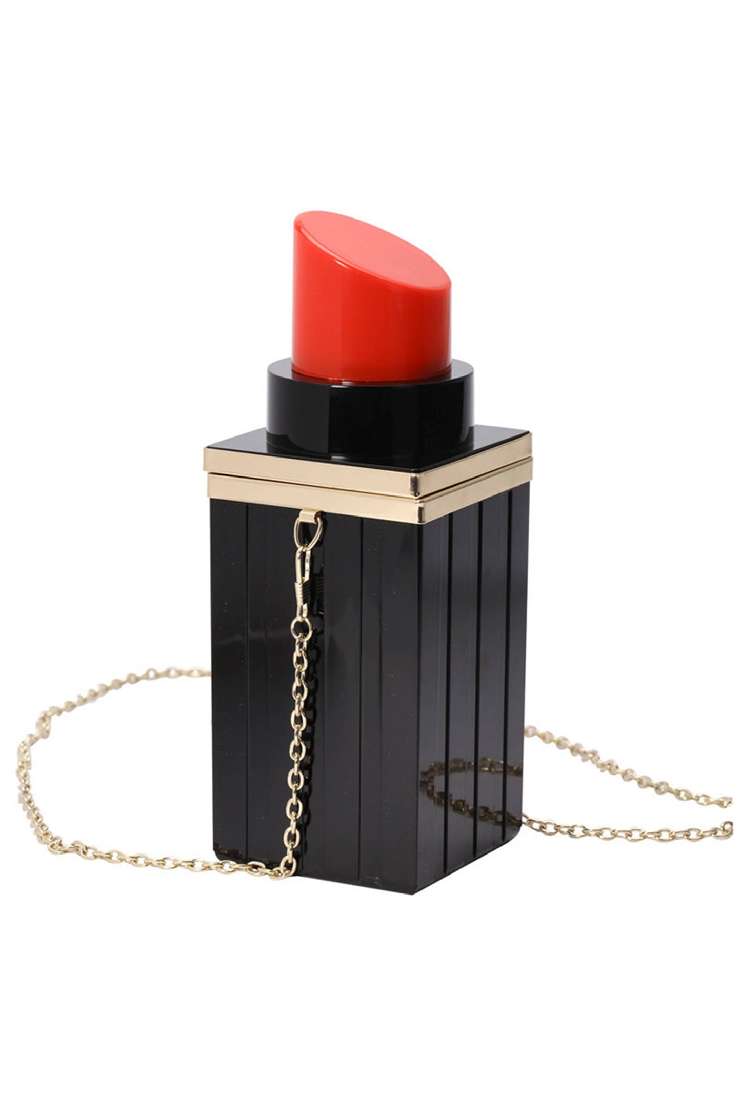 Ole - Acrylic Lipstick Evening Bags : Black-Pink