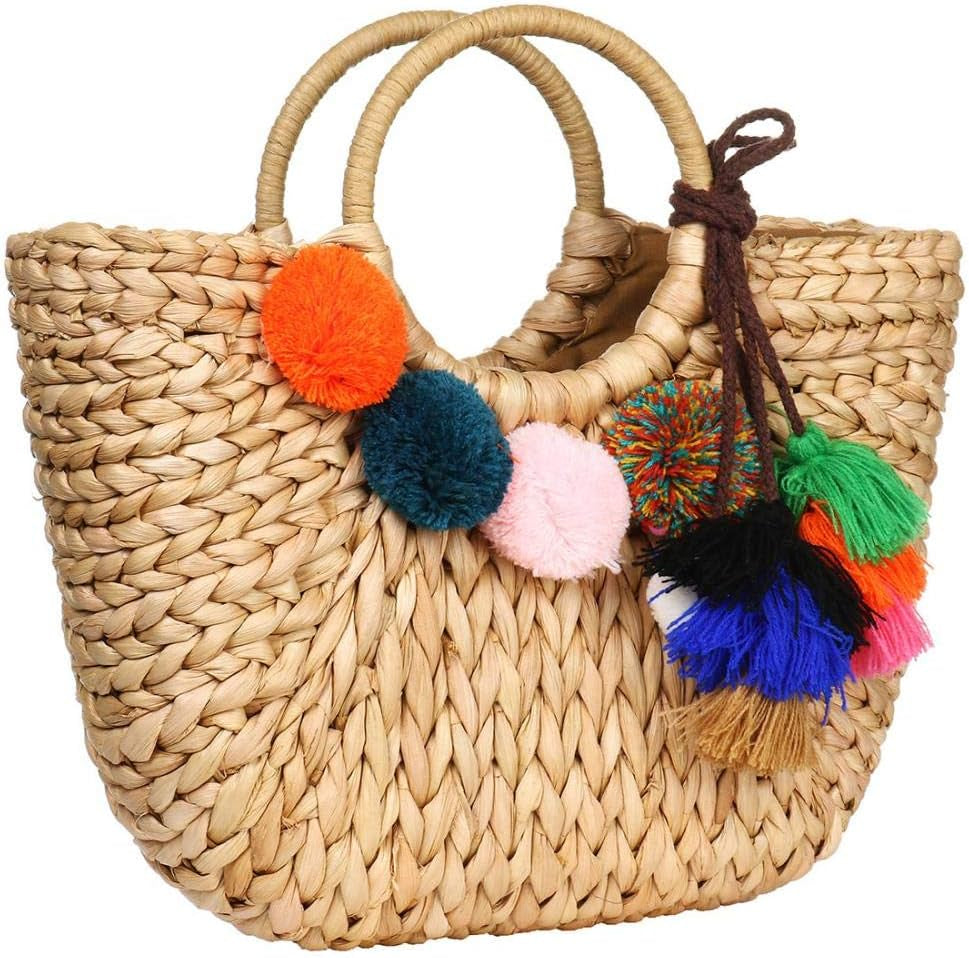 Women's Summer Rattan Handbag - Hand-Woven Straw Tote and Clutch for Beach and Sea Use