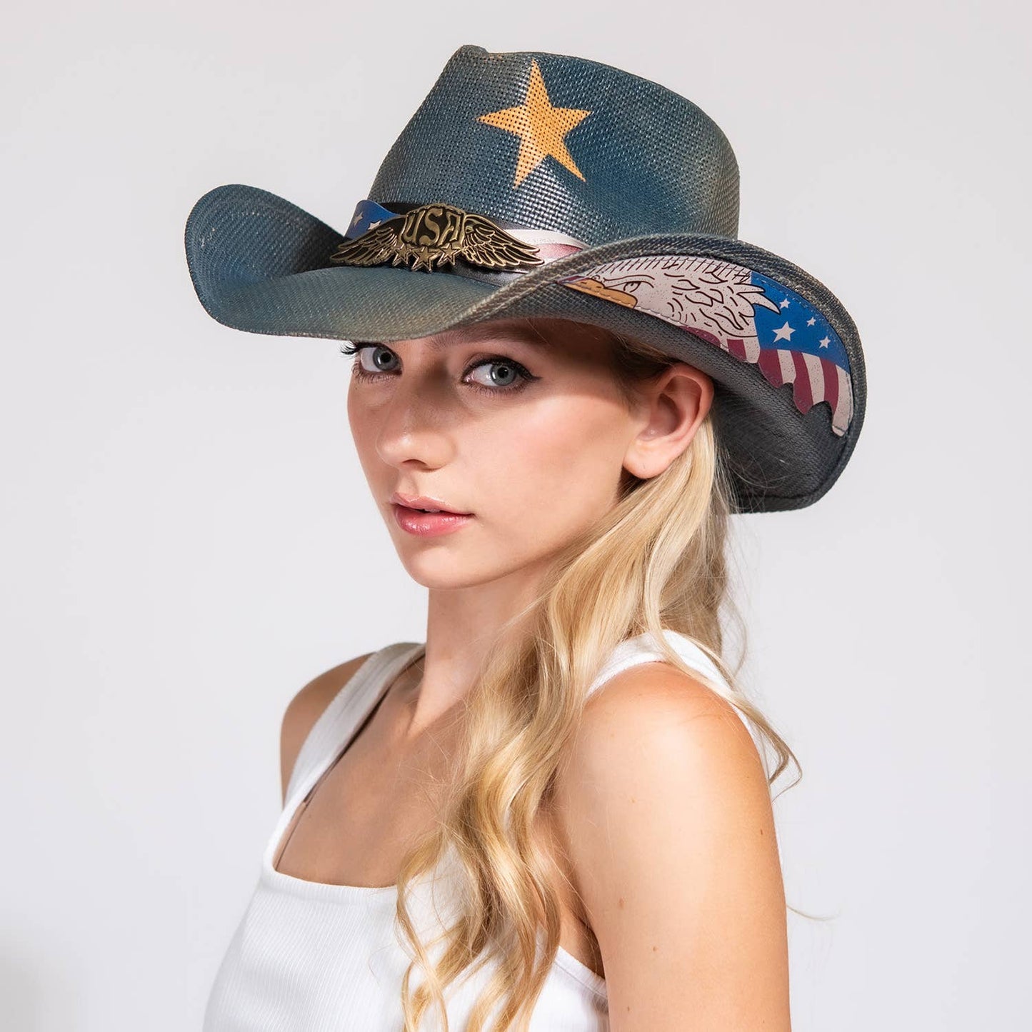 SP Sophia Collection - Patriotic Western Star Cow Boy Hat with Band