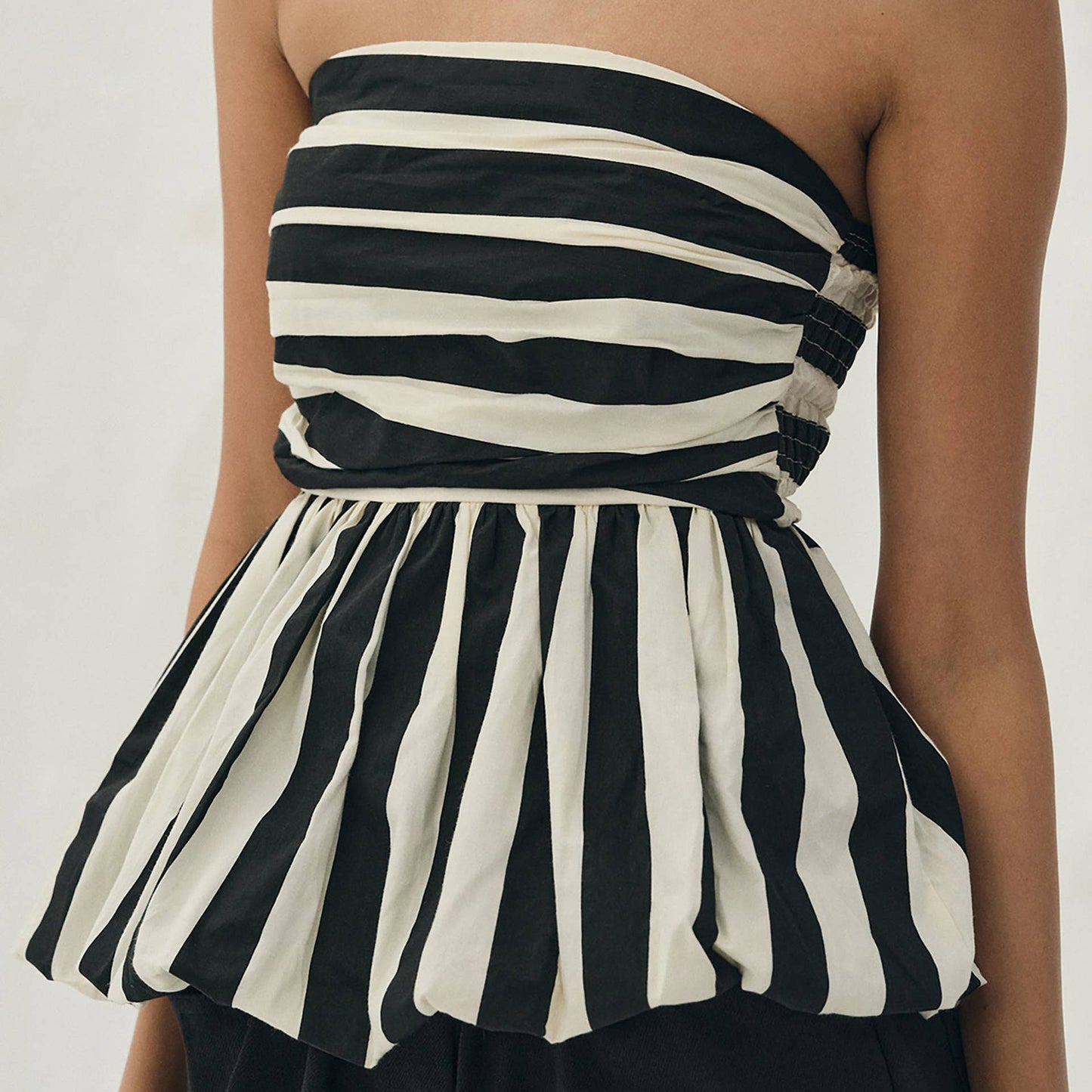 Rosa Clothing - Classic striped Bubble tube top: Black / M