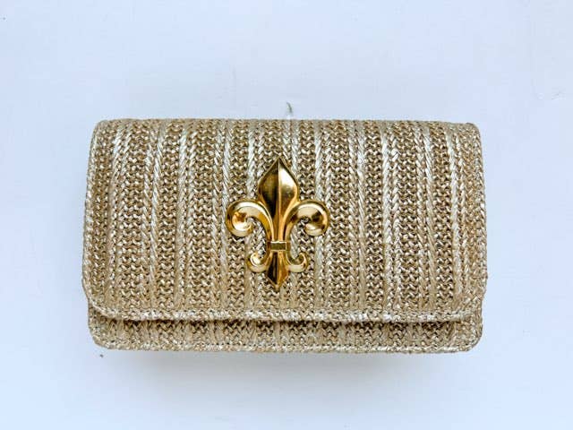 Lisi Lerch - Ruby - Gold Fabric Clutch - Charms: Scallop