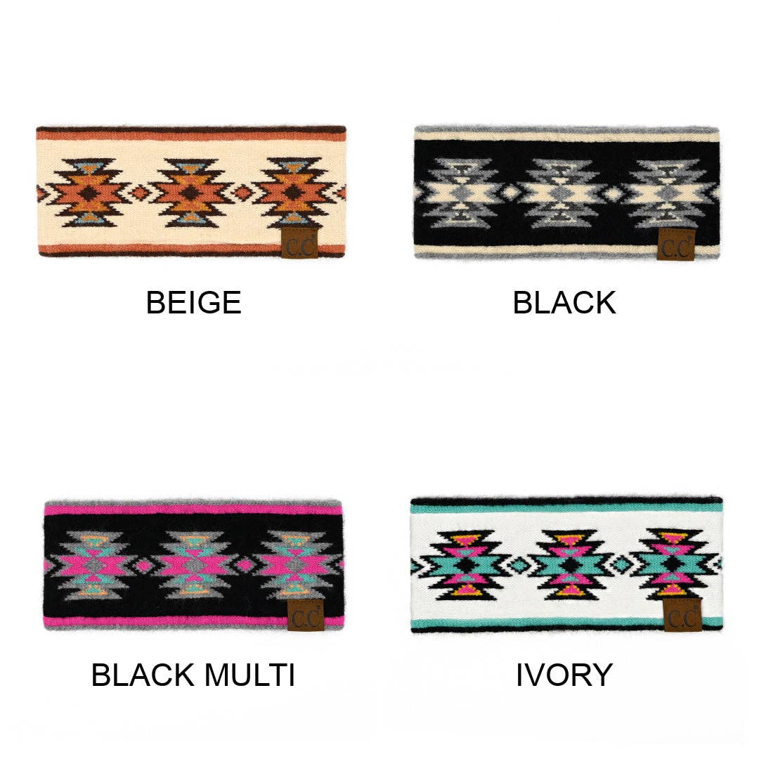 Truly Contagious - CC Southwest Pattern Head Wrap ( HWE0030 ): Black Multi