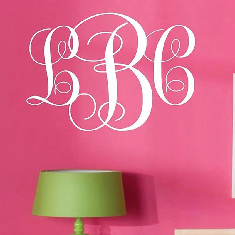 Monogram Initials Vinyl Wall Decal Lettering Words Personalized Graphics MONOGRAM Personalized Name Laptop Phone Bottle Decor