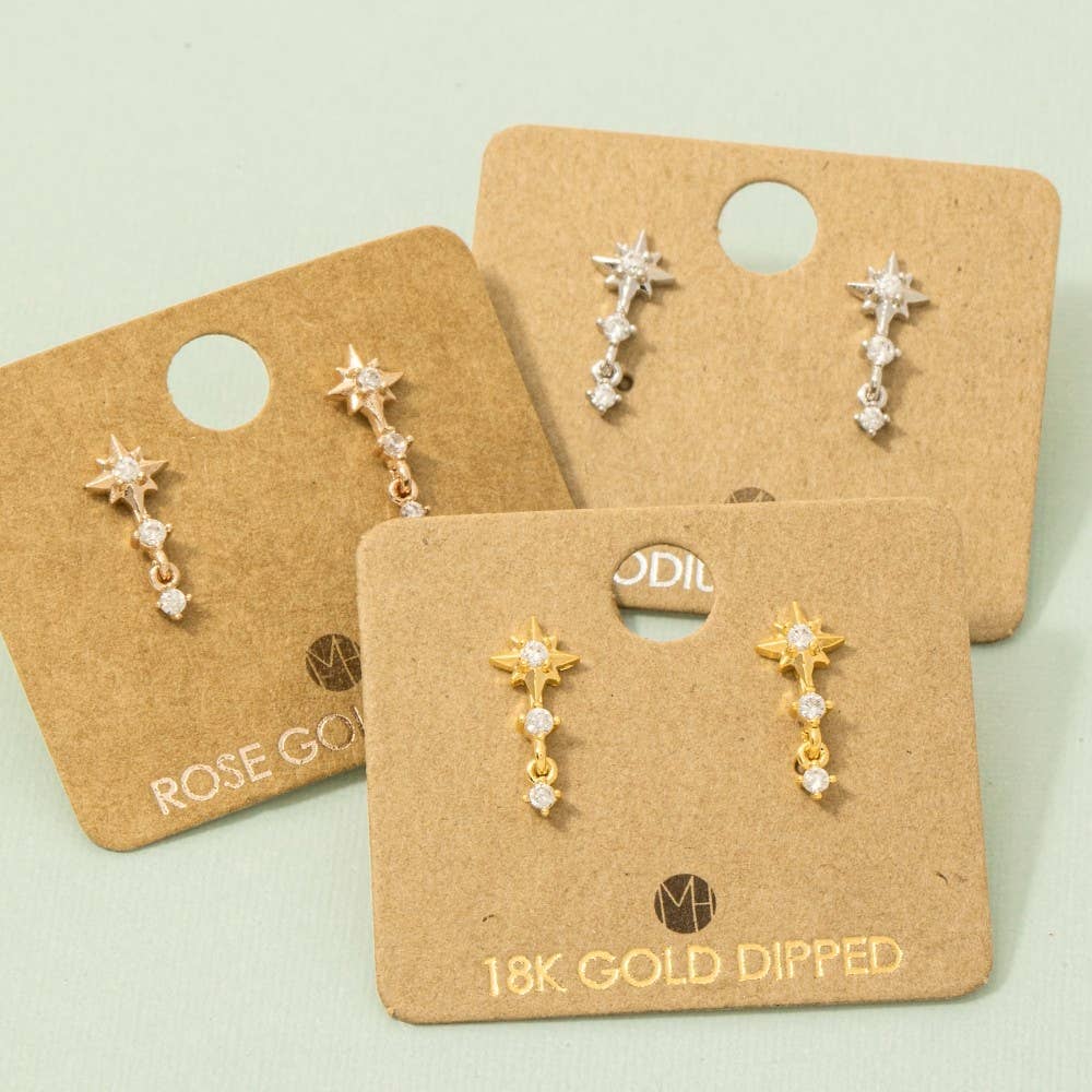 Fame Accessories - Mini Star Layered Drop Earrings: R